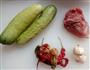 黄瓜苋菜炒肉的做法图解1